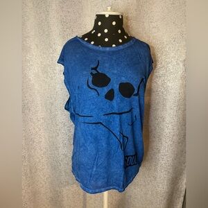 Blue Skull Graphic Sleeveless Top